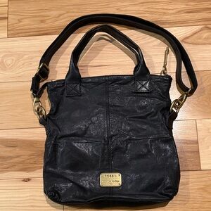 Fossil Black Leather Shoulder Bag